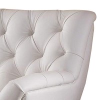 Benjara Contemporary Button Tufted Leather Sofa With Metal Legs, White