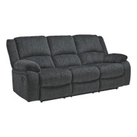 Benjara Fabric Upholstered Reclining Sofa With Pillow Arms, Brown