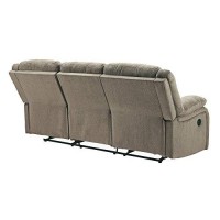 Benjara Fabric Upholstered Reclining Sofa With Pillow Arms, Brown