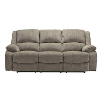 Benjara Fabric Upholstered Reclining Sofa With Pillow Arms, Brown