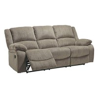 Benjara Fabric Upholstered Reclining Sofa With Pillow Arms, Brown