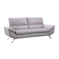 Benjara Leatherette Padded Sofa With Flared Armrests And Metal Legs, Gray