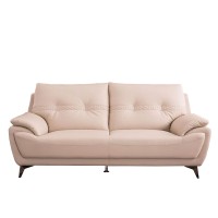 Benjara Leatherette Sofa With Tufted And Diamond Stitched Backrest, Beige