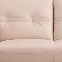 Benjara Leatherette Sofa With Tufted And Diamond Stitched Backrest, Beige