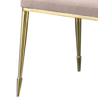 Benjara Fabric Upholstered Side Chair With Spindle Legs, Set Of 2, Beige And Gold