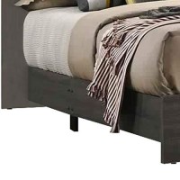 Benjara Wooden Queen Bed With Button Tufted Fabric Headboard, Brown And Gray