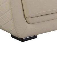 Benjara Leatherette Chair With Attached Waist Pillow And Diamond Pattern, Cream