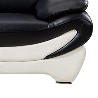 Benjara Faux Leather Upholstered Chair With Pillow Top Armrest, White And Black