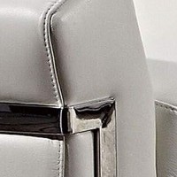 Benjara Leatherette Adjustable Headrest Chair With Stainless Steel Frame, White