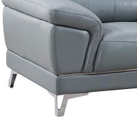 Benjara Leatherette Padded Chair With Tufted Backrest, Gray