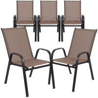 Flash Furniture Brazos Series Outdoor Stackable Patio Chairs With Flex Comfort Material Stacking Outdoor Modern Sling Patio Cha