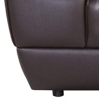 Benjara Leatherette Chair With Sloped Pillow Top Arms And Plastic Legs, Brown