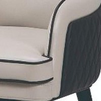 Benjara Mid Century Leatherette Armchair With Peg Legs And Metal Cap, Gray, Brown