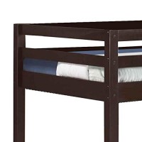 Benjara Twin Wooden Frame Loft Bed With Built In Ladder, Brown