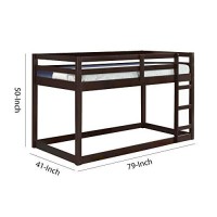 Benjara Twin Wooden Frame Loft Bed With Built In Ladder, Brown