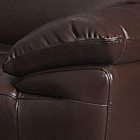 Benjara Leatherette Adjustable Headrest Chair With Wooden Angled Legs, Brown