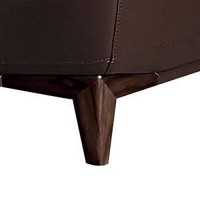 Benjara Leatherette Adjustable Headrest Chair With Wooden Angled Legs, Brown