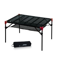 Iclimb Extendable Folding Table Large Tabletop Area Ultralight Compact With Hollow Out Tabletop And Carry Bag For Camping Backpacking Beach Concert Bbq Party, Three Size (Black - Xl)