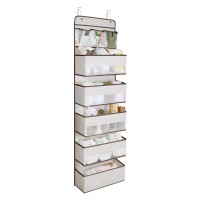 Univivi Door Hanging Organizer Nursery Closet Cabinet Baby Storage With 5 Large Pockets And 3 Small Pvc Pockets For Cosmetics, Toys And Sundries (6 Layers - Beige)
