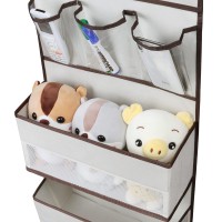 Univivi Door Hanging Organizer Nursery Closet Cabinet Baby Storage With 5 Large Pockets And 3 Small Pvc Pockets For Cosmetics, Toys And Sundries (6 Layers - Beige)