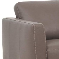 Benjara Leather Upholstered Loveseat With Track Arms And Angled Metal Feet, Brown