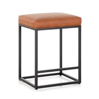 Maison Arts Counter Height 24 Bar Stools Set Of 2 For Kitchen Counter Backless Modern Barstools Industrial Upholstered Faux Le