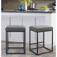 Maison Arts Counter Height 24 Bar Stools Set Of 2 For Kitchen Counter Backless Modern Barstools Industrial Upholstered Faux Le