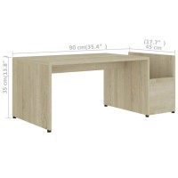 Vidaxl Modern Coffee Table - Engineered Wood, Sonoma Oak Rectangular Design With Side Compartment, Easy Assembly And Cleaning, Geometric Elegant Design