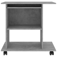 Vidaxl Computer Desk, Gaming Desk With Pull-Out Keyboard Tray, Home Office Table With Shelf, Workstation, Modern, Concrete Gray Engineered Wood