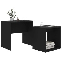 Vidaxl Coffee Table Set, Nesting Table With Storage, End Table For Living Room Bedroom, Home Furniture, Modern, Black Engineered Wood