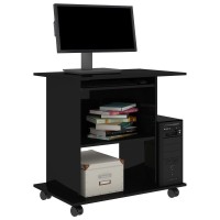 vidaXL Computer Desk High Gloss Black 315x197x295 Chipboard 2901