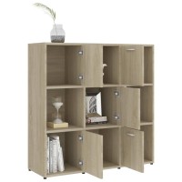 Vidaxl Book Cabinet, Book Cabinet With 5 Doors Bookcase, Storage Shelf For Office Living Room, Shelving Unit, Modern, Sonoma Oak Engineered Wood