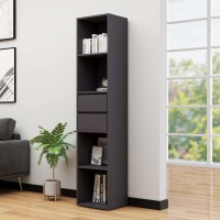 Vidaxl Book Cabinet, Book Cabinet Open Shelf Bookcase, Wall Bookshelf For Office Living Room, Shelving Unit, Scandinavian, Gray Engineered Wood