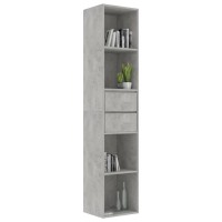 Vidaxl Book Cabinet, Book Cabinet Open Shelf Bookcase, Wall Bookshelf For Living Room, Shelving Unit, Scandinavian, Concrete Gray Engineered Wood