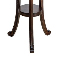 Benjara Round Wooden Pedestal Table With Open Shelf, Brown