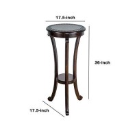 Benjara Round Wooden Pedestal Table With Open Shelf, Brown