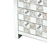 Benjara 26 Inch 3 Drawer Chest With Mirror Inlay, Silver