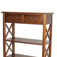 Benjara 2 Drawer Wooden Accent Table With X Shape Sides, Brown