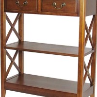 Benjara 2 Drawer Wooden Accent Table With X Shape Sides, Brown