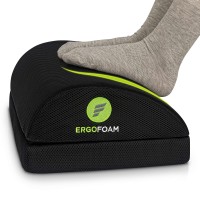 Ergofoam Adjustable Foot Rest For Added Height (Mesh) - Orthopedic Teardrop Design - Large Premium Under Desk Foot Rest - Most Comfortable Foot Rest Under Desk For Lumbar, Back, Knee Pain (Black)