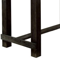 Benjara Rustic Plank Wooden Bar Table With Block Legs, Brown
