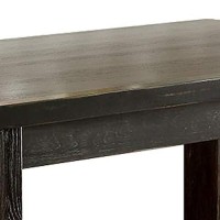 Benjara Rustic Plank Wooden Bar Table With Block Legs, Brown