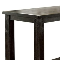 Benjara Rustic Plank Wooden Bar Table With Block Legs, Brown