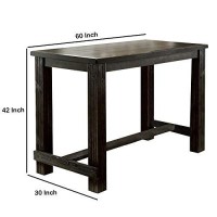 Benjara Rustic Plank Wooden Bar Table With Block Legs, Brown