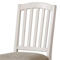 Benjara Cottage Wooden Side Chair With Slatted Backrest, Set Of 2, White