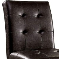 Benjara Tufted Leatherette Side Chair With Metal Cantilever Base, Set Of 2, Brown