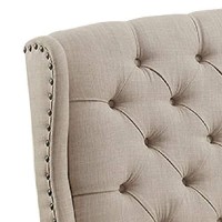 Benjara Fabric Upholstered Loveseat Bench With Button Tufted Wingback, Beige