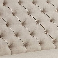 Benjara Fabric Upholstered Loveseat Bench With Button Tufted Wingback, Beige