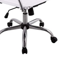 Benjara Leatherette Adjustable Office Chair With Metal Base, White