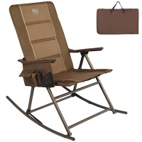 Timber Ridge Padded High Back Outdoor Rocking Side Pocket Portable Rocker Lawn Chairs For Adults, Heavy Duty Supports 300 Lbs, Brown